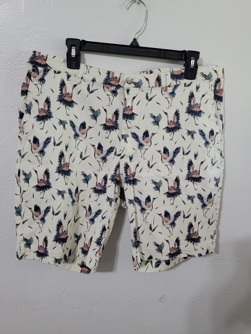 Paisley & Grey Heron Mens Shorts Quirky Slim Fit Size 36 Casual Preppy